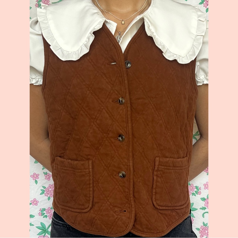 Jones New York Quilted Brown Vest